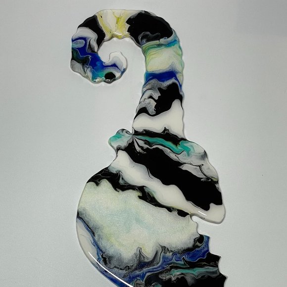 NWOT Fluid Art Seahorse on Wood, Abstract Art - Picture 8 of 9